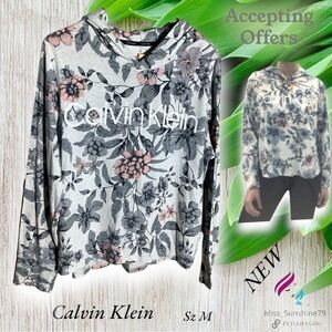 Calvin Klein NEW - Sz M - lightweight hoodie floral, flowy